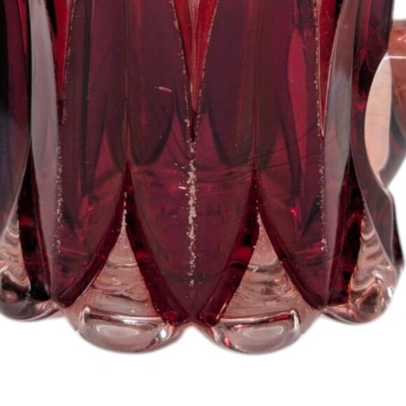 Vtg Ruby Stained Glass Pitcher Etched Victorian Style with Handle 4.5" x 4.5" - Picture 10 of 11